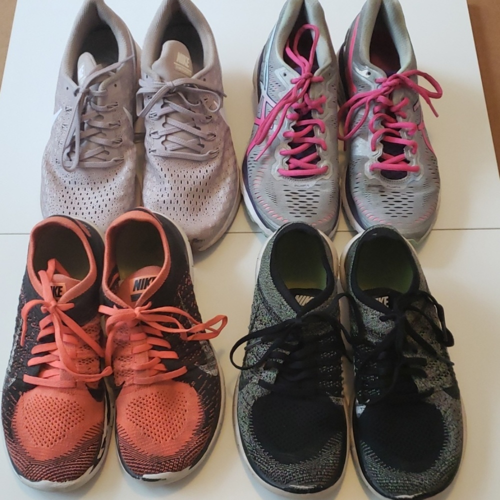 Nike 4.0, Nile 4.0, Nike Running, & Asics 4 pairs
